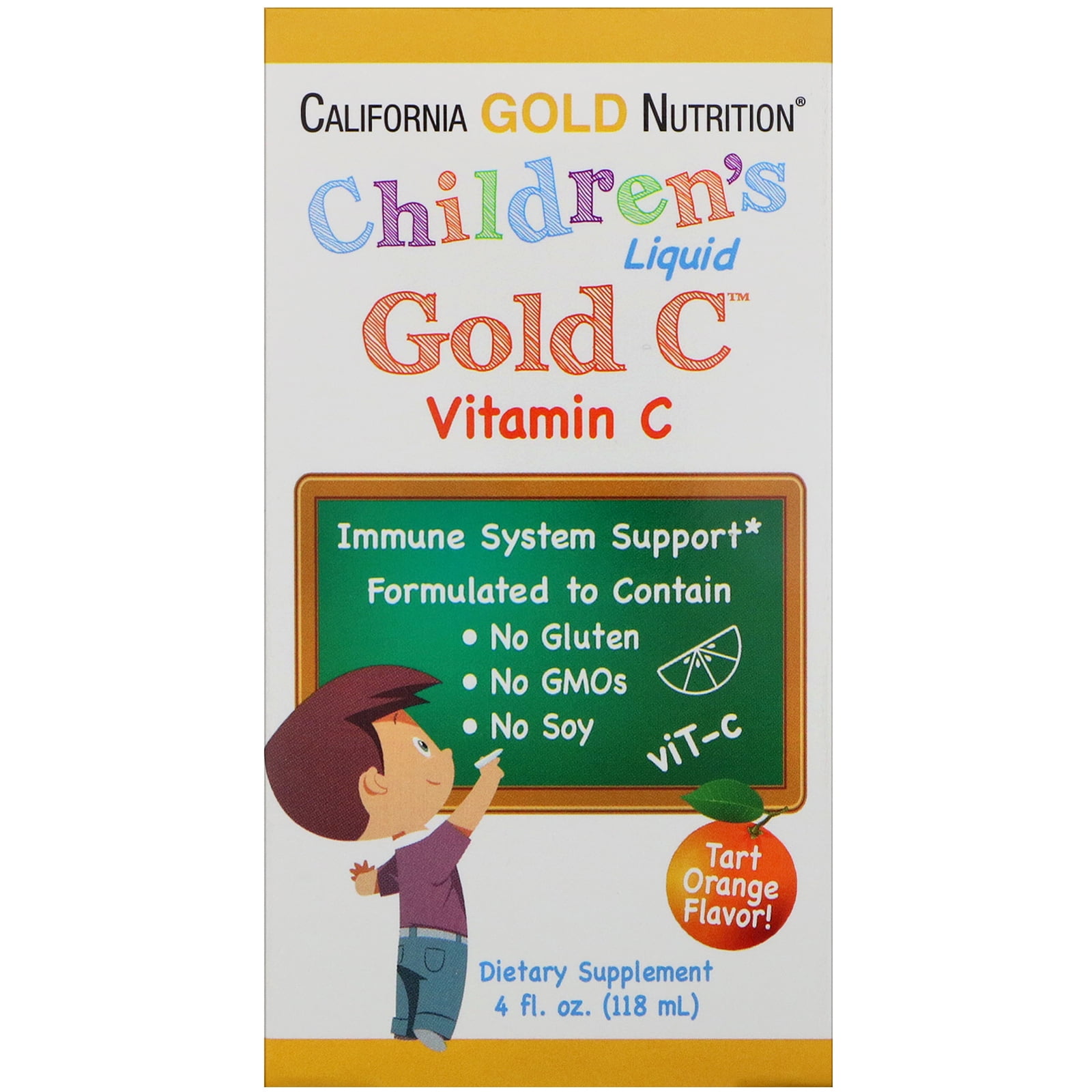 California Gold Nutrition Children s Liquid Gold Vitamin C USP Grade Natural Orange Flavor 4 fl