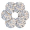 thumbnail image 2 of Haosy Set of 6 Drink Woven Coaster with Holder Heat Resistant Non-Slip Bar Coasters 4 Inches Blue White Stripes and Blue Flowers, 2 of 7