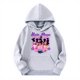 thumbnail image 1 of Moonsky Sudadera con capucha y cordón HUNTRX, estampado de grupo de chicas coreanas, jersey corto, suave y cómodo, top de manga larga para primavera y otoño. Gris 150, 1 of 4