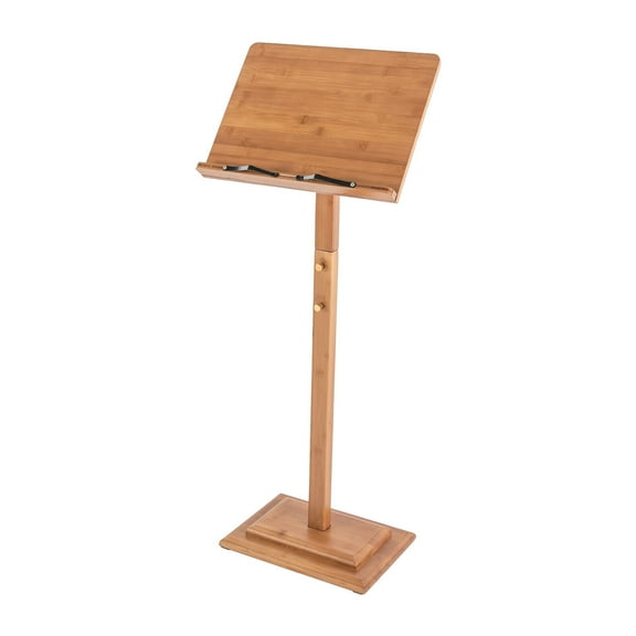 Bamboo Music Stand, Music Organizer with Mobile Phone Holder, Book Holder, Sheet Music Stand, Laptop Stand for Conductor Lectern Guitar Violin Piano, Adjustable Angle