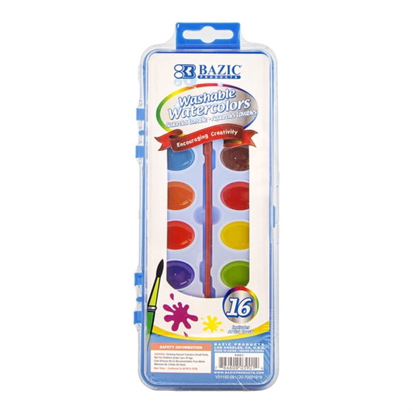 BAZIC 16 Ct. Semi Moist Watercolor w/ Brush