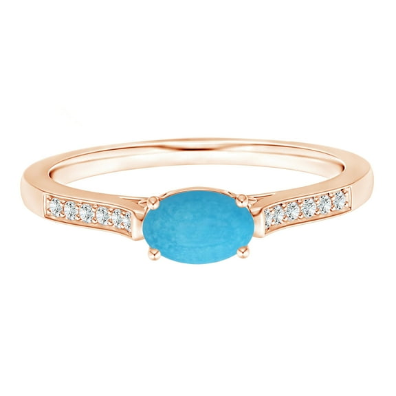 925 Sterling Silver Rose Plated 0.50 Ctw Oval Turquoise Women Anniversary Ring