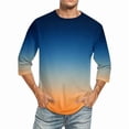 thumbnail image 7 of Afuyipoi Men's Gradient 3/4 Sleeve T-Shirt,Moisture-Wicking Round Neck Casual Athletic Shirts Blue L, 7 of 7