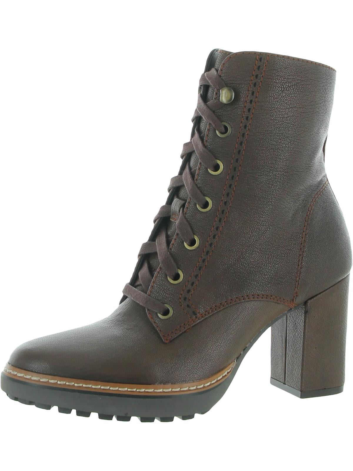 Naturalizer Womens Callie Combat Leather Ankle Boots Brown 9.5 Medium ...