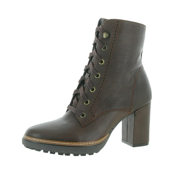 Naturalizer Womens Callie Combat Leather Ankle Boots Brown 8.5 Wide (C,D,W)