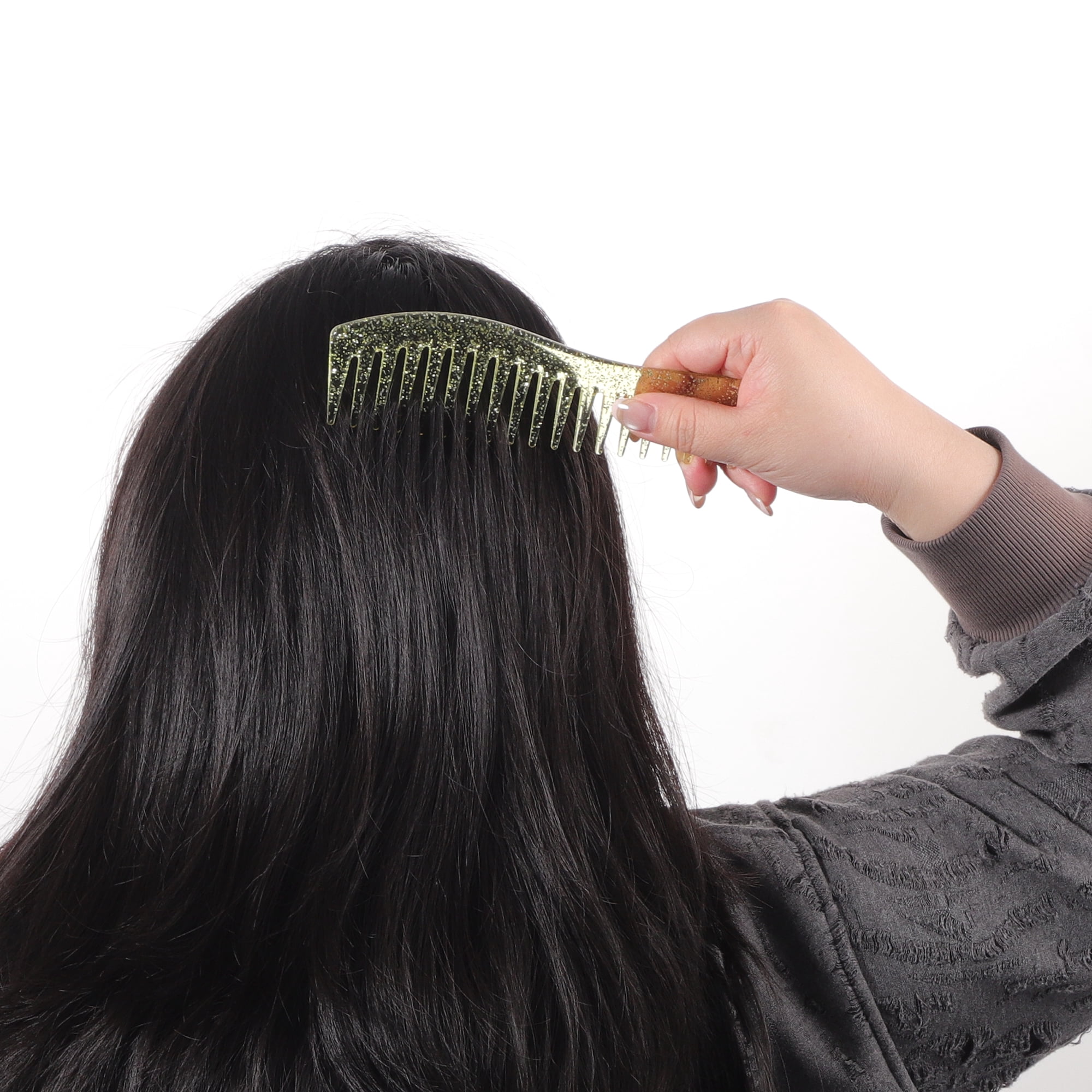 Unique Bargains 1 Pc Women Durable S Shaped Wide Tooth Straightening Comb Yellow