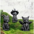 thumbnail image 3 of 1-Piece Mysterious Cat Statue, Sheep Horn, Black Decorative Resin Craft Ornament, Halloween Garden Ornament, Altar Guardian, 3 of 5