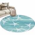 thumbnail image 2 of Round Area Rugs Collection 3.3 Ft, Teal Coastal Non-Slip Residential Carpet, Summer Ocean Waves Ombre Sea Starfish Indoor Crawling Mats Doormat Runner Rugs Play Mat forBedroom, 2 of 9