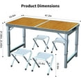 thumbnail image 2 of ZYPPP 4ft Portable and Foldable Indoor Outdoor Camping Table with 4 Chairs Set, Adjustable Height Dining Table, Multifunctional Folding Utility Camp Table for Camping and Parties (Honey Maple), 2 of 8