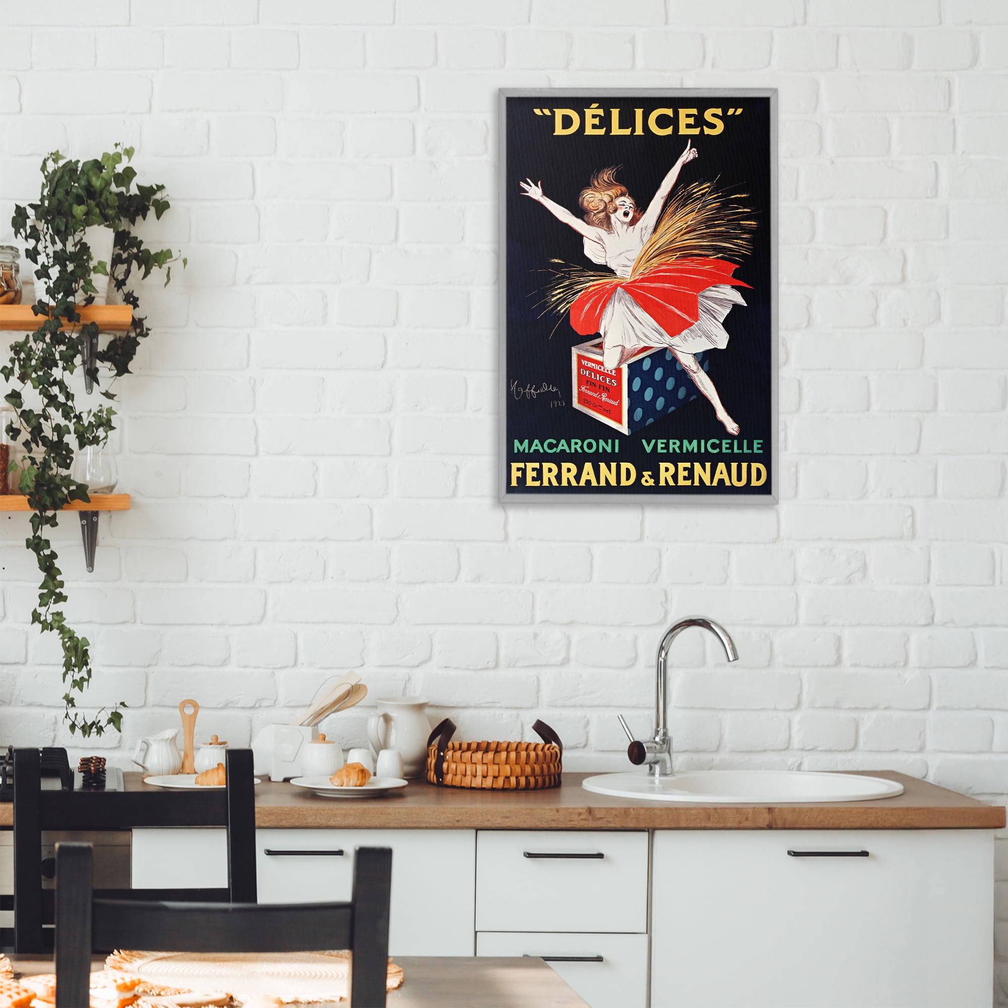 Stupell Industries Vintage Dancer Food Advertisement Gray Framed Giclee Art, design by Leonetto Cappiello
