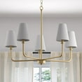 thumbnail image 2 of Avec Payton Collection 5-Light Contemporary Champagne Bronze Chandelier with White Fabric Shades, 2 of 14