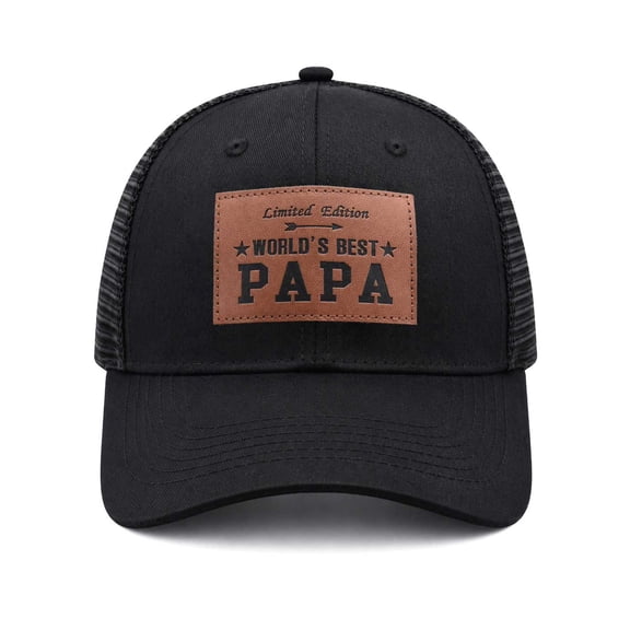 CYYFXKA Papa Trucker Hat, Men Hats Gifts for Christmas Father's Day Birthday, Adjustable Leather Pattern Baseball Cap