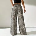 thumbnail image 4 of Wyobmus Women's Baggy Wide Leg Pants Vintage Leopard Print Elastic Waist Drawstring Straight Leg Lounge Pants B-White, 4 of 5