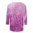 thumbnail image 4 of CYMMPU Summer Fashion Shirts 3/4 Sleeve Blouses for Women Dressy Casual Floral Pattern Round Neck Tunic Tops Loose Fit Spring Tops Lightweight Basic T-Shirts XXXXL, 4 of 5
