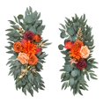 thumbnail image 2 of Tnarru 2 Pieces Wedding Arch Flowers Green Leaves Faux Flower Swag Handmade Rustic Welcome Sign Decoration for Wall Reception Window Orange, 2 of 8