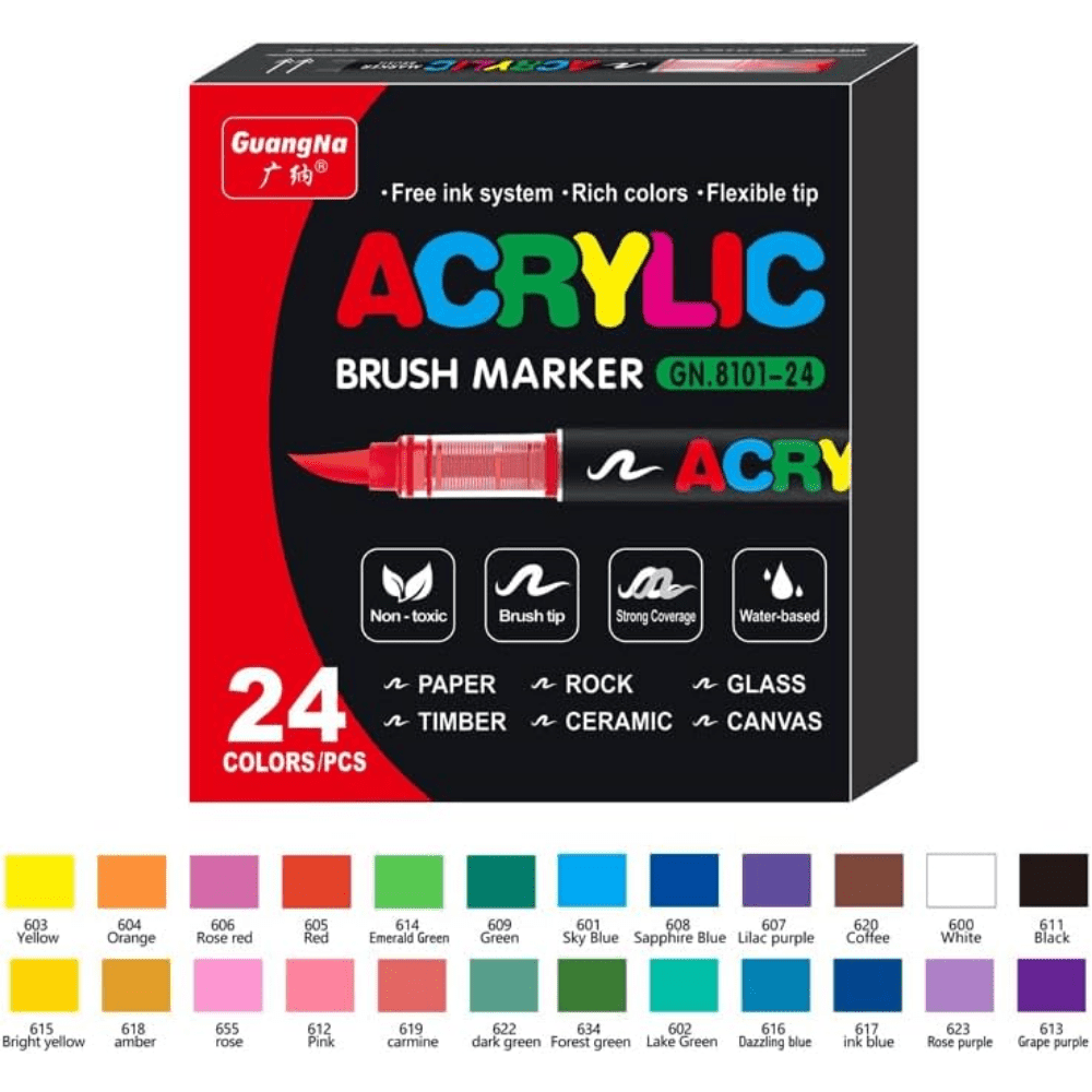Direct Liquid Soft Head Acrylic Marker Pens, Tooli Art Acrylic Paint Markers, Brush Tip Acrylic Paint Pens, Ideal for Canvas, Wood, Stone, and DIY Crafts
