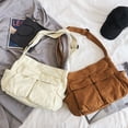 thumbnail image 5 of Bolso bandolera de lona de gran capacidad, bolso cruzado Hobo con múltiples bolsillos, bolsos informales, bolso grande de hombro para mujeres y hombres, 5 of 5