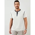 thumbnail image 5 of Demotime Men's Henley Shirts Short Sleeves Round Neck Casual Basic Shirt Summer Solid Color Lightweight Button T Shirts White M Tops, 5 of 6
