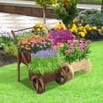 thumbnail image 6 of BIGTREE Wood Wagon Flower Planter Cart 2 Tier Flower Box Display Beige, 6 of 8