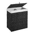 thumbnail image 1 of Cesta de lavandería ropa sucia cesta 2 divisores con organizador de tapa cesta de almacenamiento de cestería de lavandería independiente para sala de Negro, 1 of 8