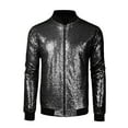 thumbnail image 5 of INSPIRE CHIC Men's Jackets Long Sleeve Zipper Glitter Bomber Jacket Coats 2XL Black, 5 of 6