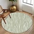 thumbnail image 2 of Round Area Rug 8 Ft, Green Waves Stripes Washable Non-Slip Circle Carpet for Living Room/Bedroom, Vintage Minimalist Lines Texture Collection Low-Profile Large Area Rugs for Indoor, 2 of 8
