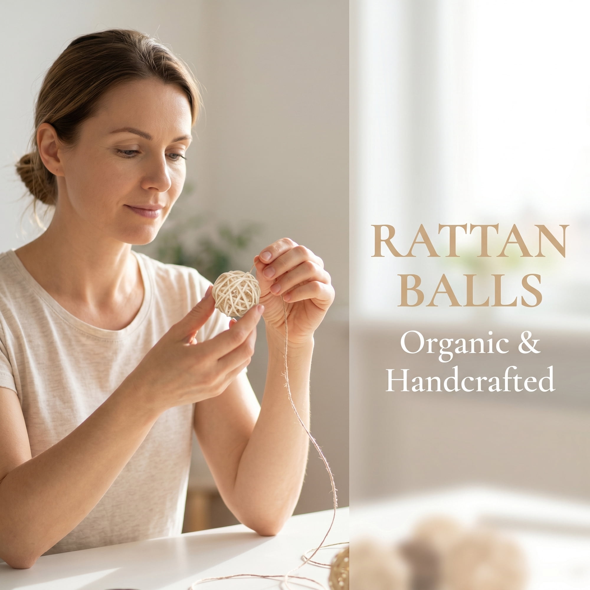 Unique Bargains 10Pcs Rattan Balls for Lights Wicker Spheres Orbs Beige 2"x2"x2"