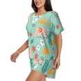 thumbnail image 2 of Lsque Elephant and Flowers Women's Short-Sleeved Pajama Set - 2 Piece Soft and Lightweight Sleepwear Set-Large, 2 of 9