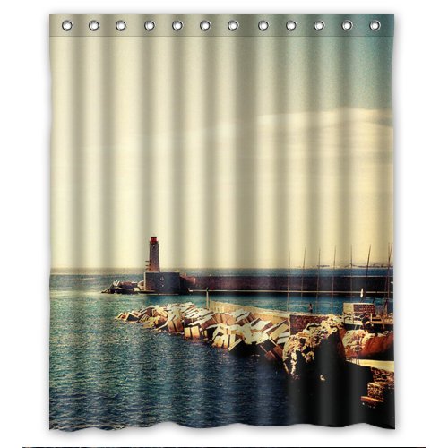 MOHome Lighthouse sea Shower Curtain Waterproof Polyester Fabric Shower Curtain Size 60x72