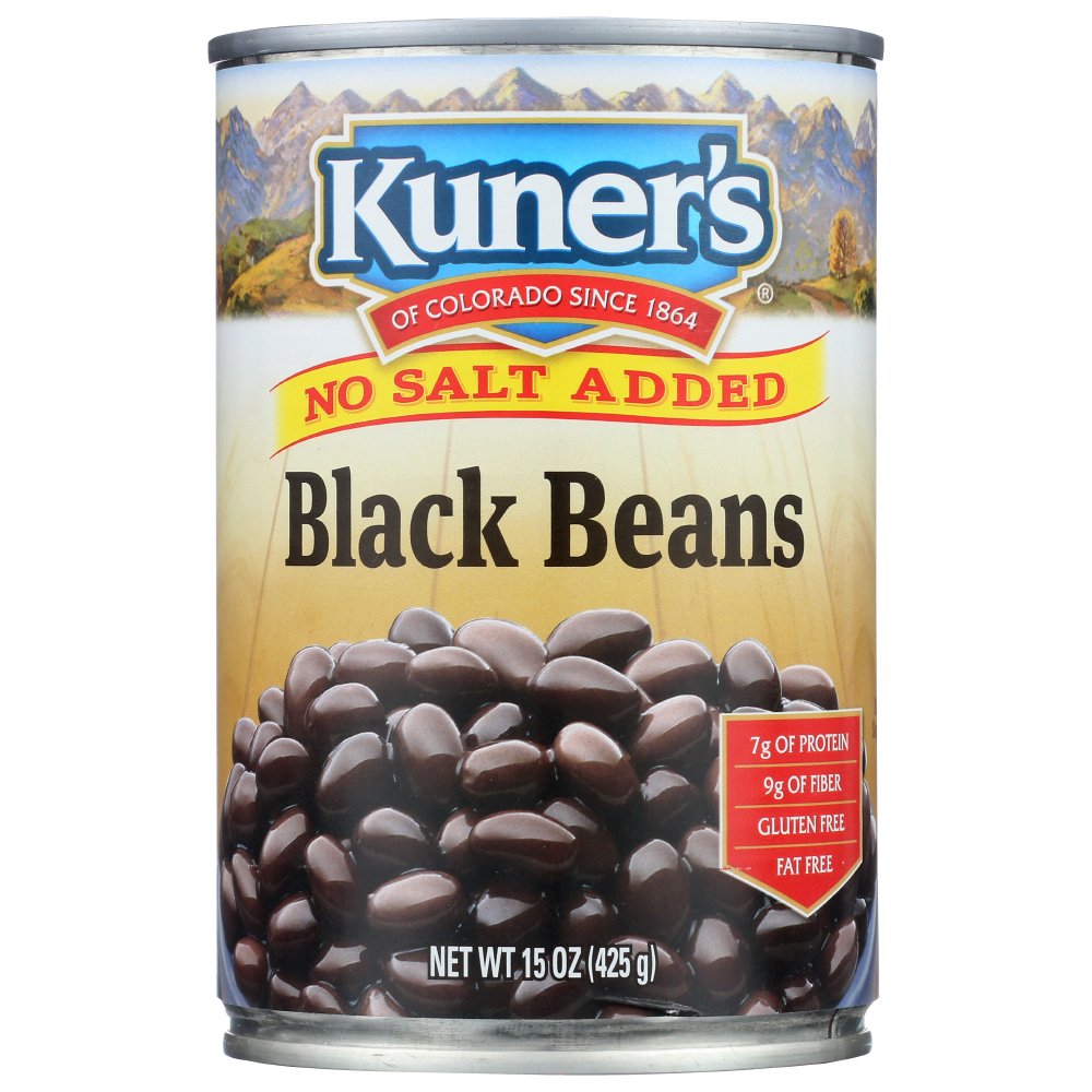 Kuner Black Beans No Salt Added, 15 Oz.