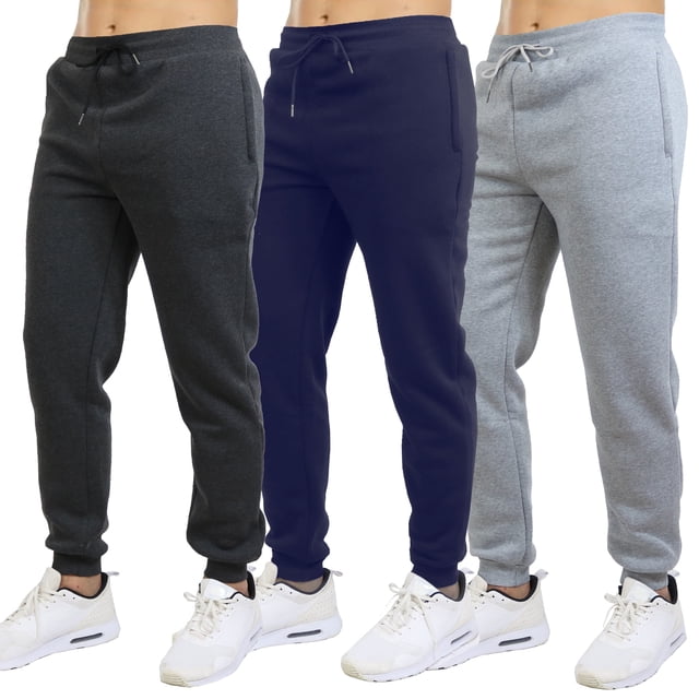 Galaxy by Harvic Paquete de 3 Pantalones Deportivos Ajustados de Forro Polar para Hombre (S-2XL)