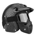 thumbnail image 3 of Casco abierto universal de cuero sintético para motocicleta y scooter, color negro cocodrilo, talla XL, 3 of 12