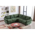 thumbnail image 6 of Accent Sofa, 5 Seat Sectional Sofa, L-Shaped Sectional Sofa with Padded Back and Wood Legs Sectional Couch for Living Room Bedroom Apartment, 6 of 7