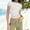 White, variant on Olyvenn Womens Short Sleeve Crew Neck Ribbed Knit Fitted Shirts Basic Tees Tops Polka Dots Summer Casual Going Out T-Shirts Brown XXXL