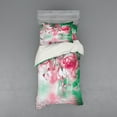 thumbnail image 1 of Ambesonne Floral Bedding Set 3 Pcs, Rose Petals Butterfly, Twin, Jade Green Pale Pink, 1 of 3