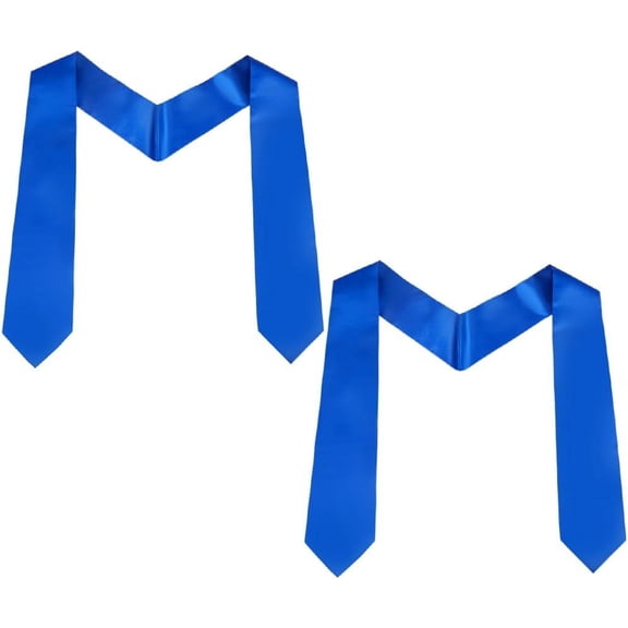 2pcs Polyester Satin Choir Sash Tassel Depot Graduation Stole Royal Blue 1520x120x7mm