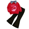 thumbnail image 1 of Caqnni Girl Spring Fall Comfortable Polo Neck Lightweight Pullover Sweatshirt Paired with Easy Flare Pants Two-Piece Comfort Set(Light Blue,2-3 Years), 1 of 7