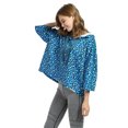 thumbnail image 4 of Women’s Crop Top Hoodie Sweatshirt Oversized Casual 3/4 Sleeve One Size Blue Cheetah, 4 of 7