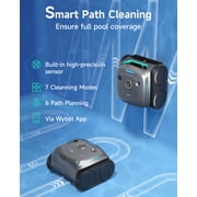 WYBOT C2 Cordless Robotic Pool Cleaner, Dual Filtration, Wall Climbing, App Scheduling, Smart Navigation, for Inground & Above Ground Pools, 2152 Sq.ft, Grey & Green