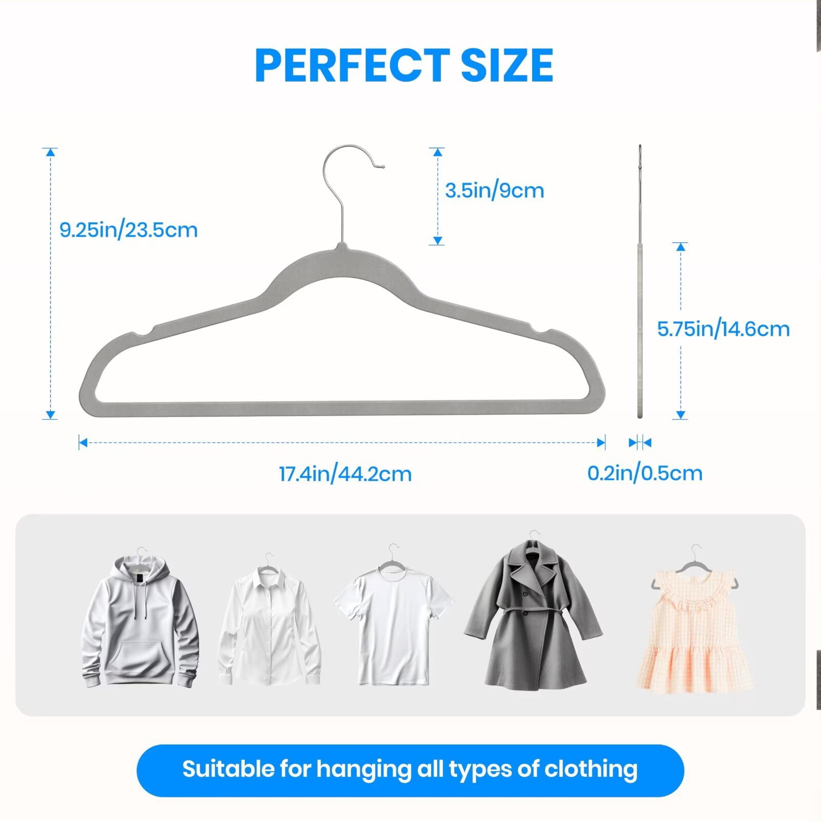 Simple Deluxe 30 Pack Velvet Hangers, Non-Slip Clothes Hangers with Shoulder Notches, 360° Swivel Hooks, Heavy Duty Coat Suit Hangers for Closet Space Saving, Grey