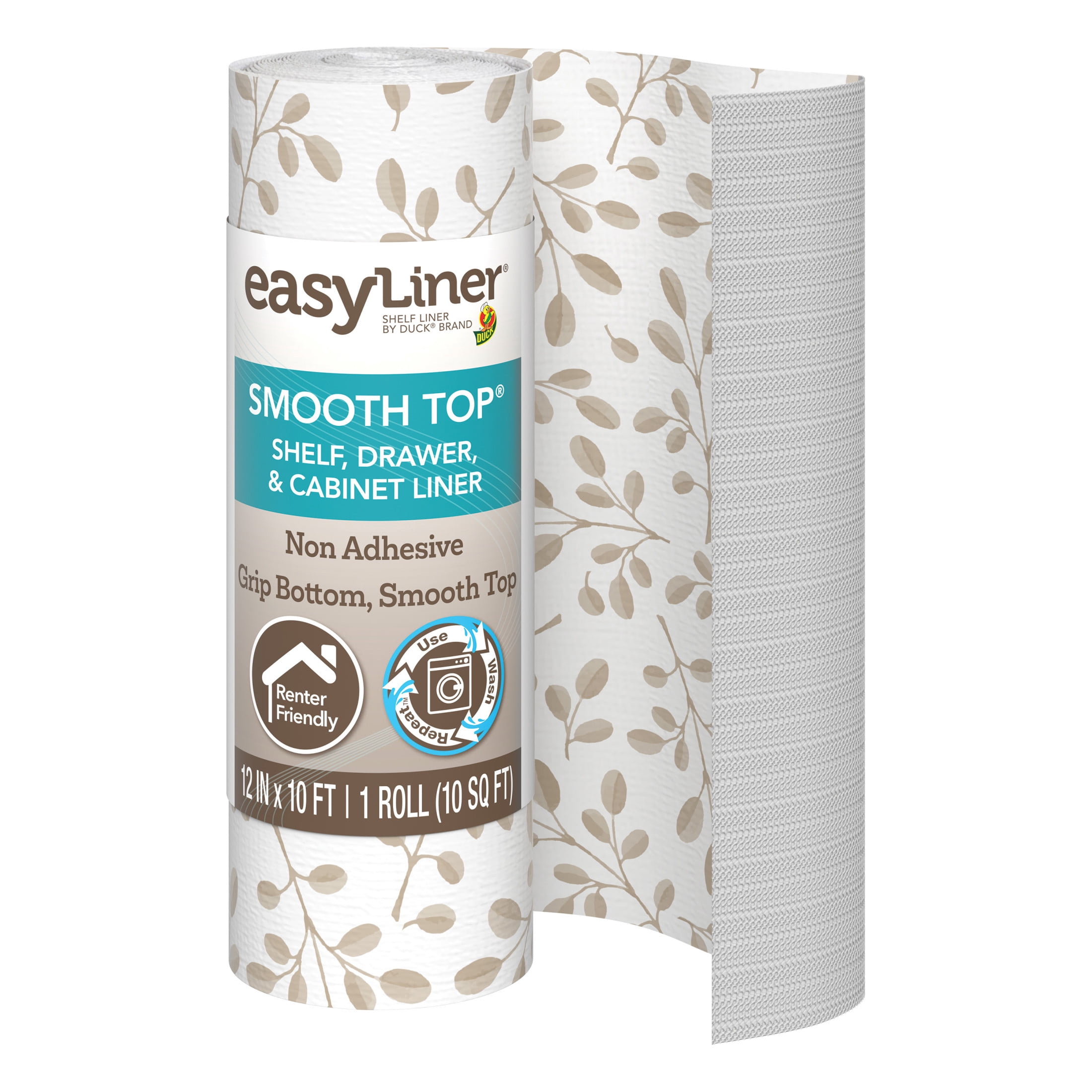 Smooth Top EasyLiner Shelf Liner, Taupe Buds 12" x 10' 1 Rolls