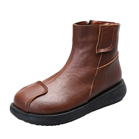 

Wesracia Boots For Women Winter Boots Casual Breathable Heel Winter Fashion Shoes Flat Slipon Short Women s Boots Women s Boots
