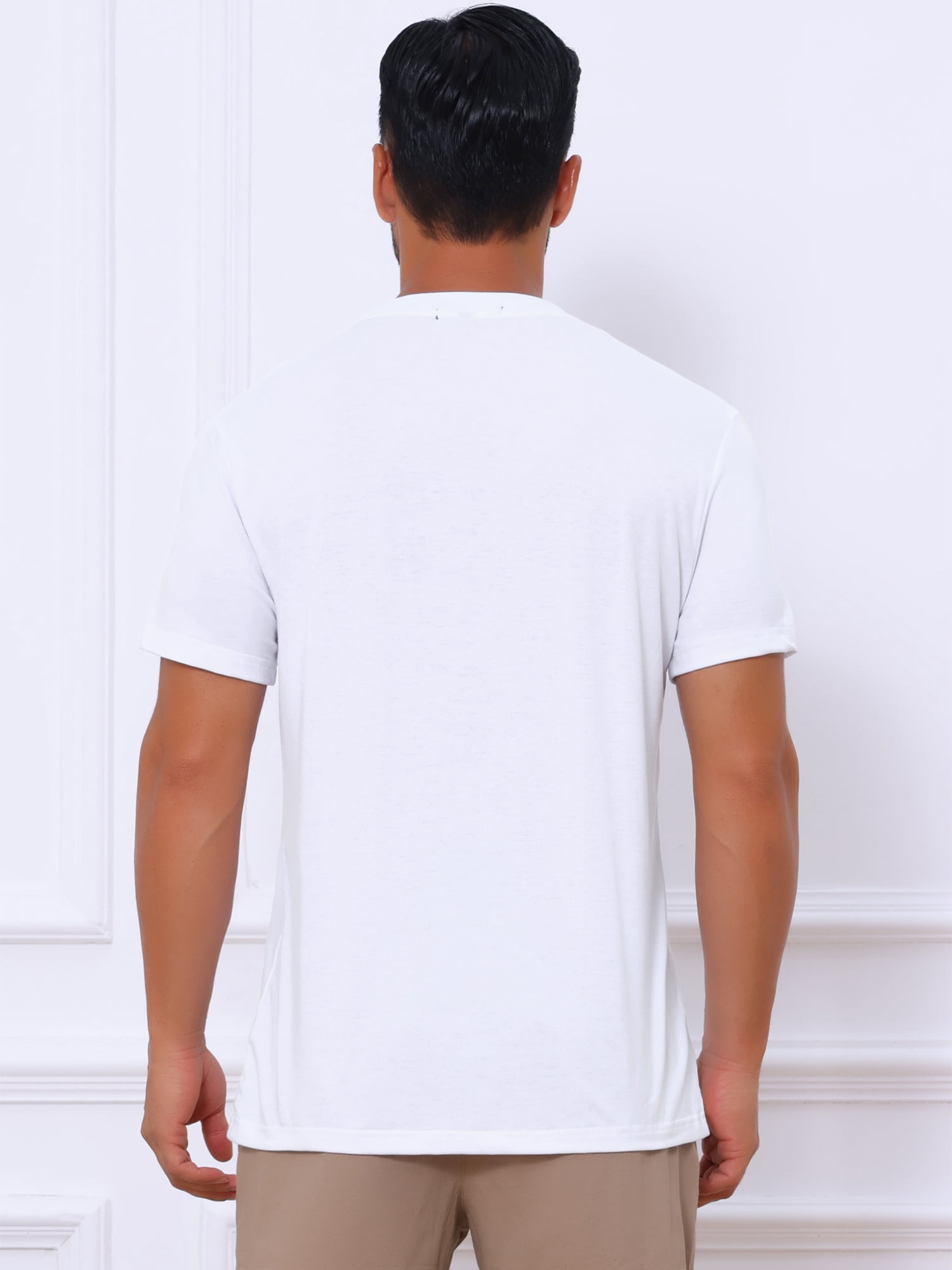 DARING DIVA Men's Casual Summer Short Sleeves Button Henley Basic Tee 2XL White