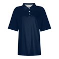 thumbnail image 5 of Oversized Tshirts for Women Collared Three-Button Short Sleeve Breathable Daily Work Shirts Business Casual Tops for Women bovemsi, 5 of 6