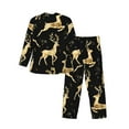 thumbnail image 2 of Bingfone Men'S Pajama Set 2 Piece Loungewear Pjs, Long Sleeve With Pajama Pants-Christmas Gold Deers, 2 of 9