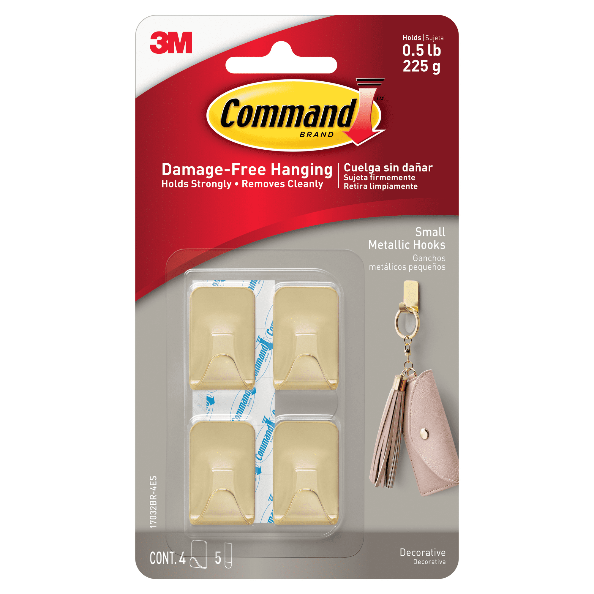 Command Small Metallic Hooks [Removable]: Small Matte Black [4-pack] (Matte Black) [4-sets]