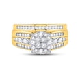 thumbnail image 2 of Diamond Princess 14kt Yellow Gold Princess Diamond Bridal Wedding Ring Band Set 1 Cttw, 2 of 4