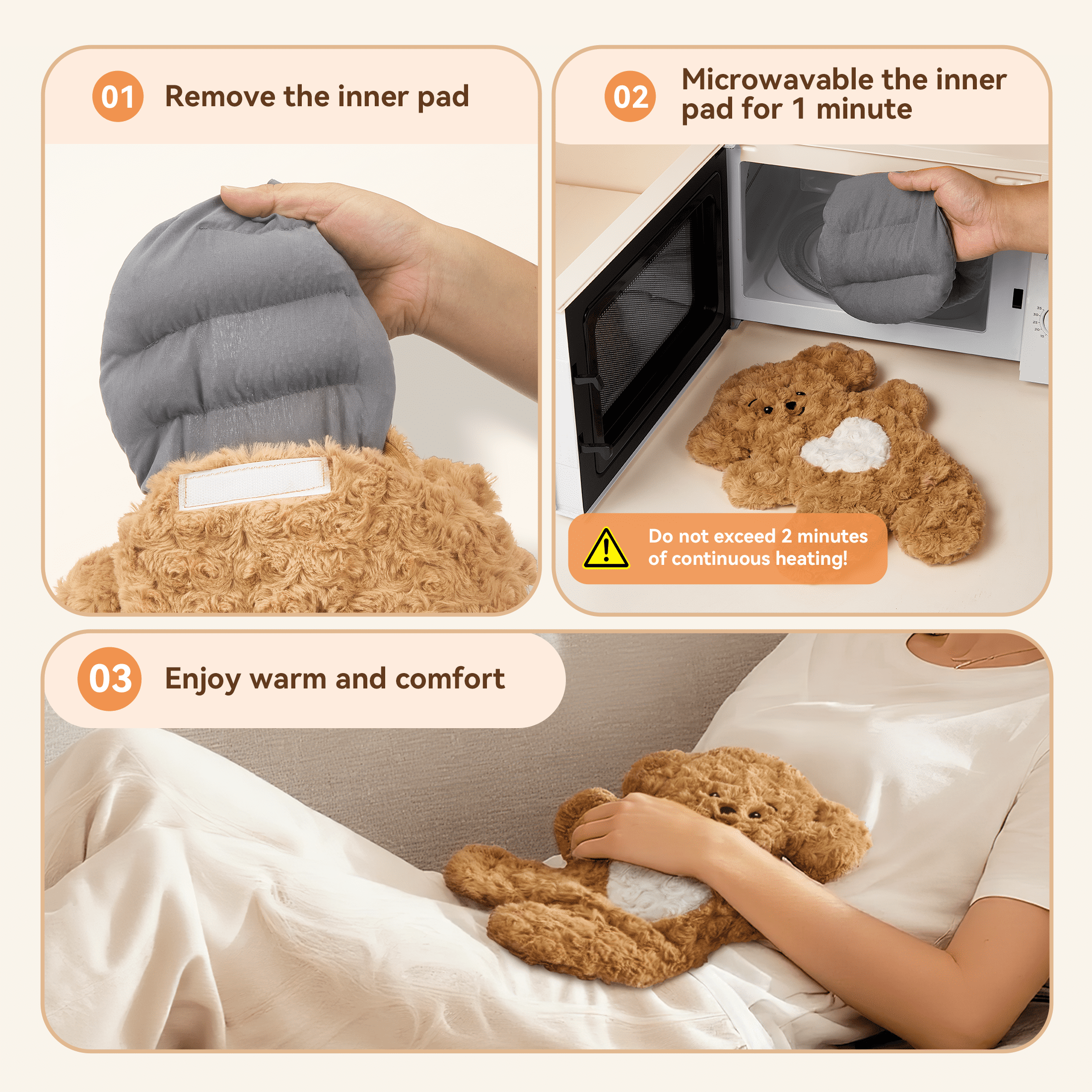 Dreamegg Microwavable Heating Pad for Cramp Perids, Christmas Gift, Brown