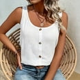 thumbnail image 2 of YUGYXL Women's Button Down Tank Tops Scoop Neck Sleeveless T Shirts Blouses Loose Fit with Pocket White M, 2 of 5
