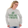 thumbnail image 4 of Kiss Me I'm Cute Saint Patricks Day Women Crewneck Sweatshirt Brisco Brands L, 4 of 6